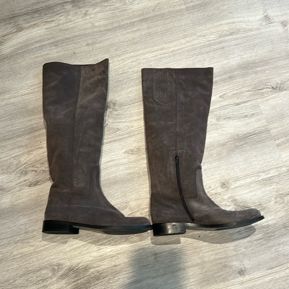 Garnet Hill Made in Italy Giuliana Gray Suede Tall High Boots Size 9.5
